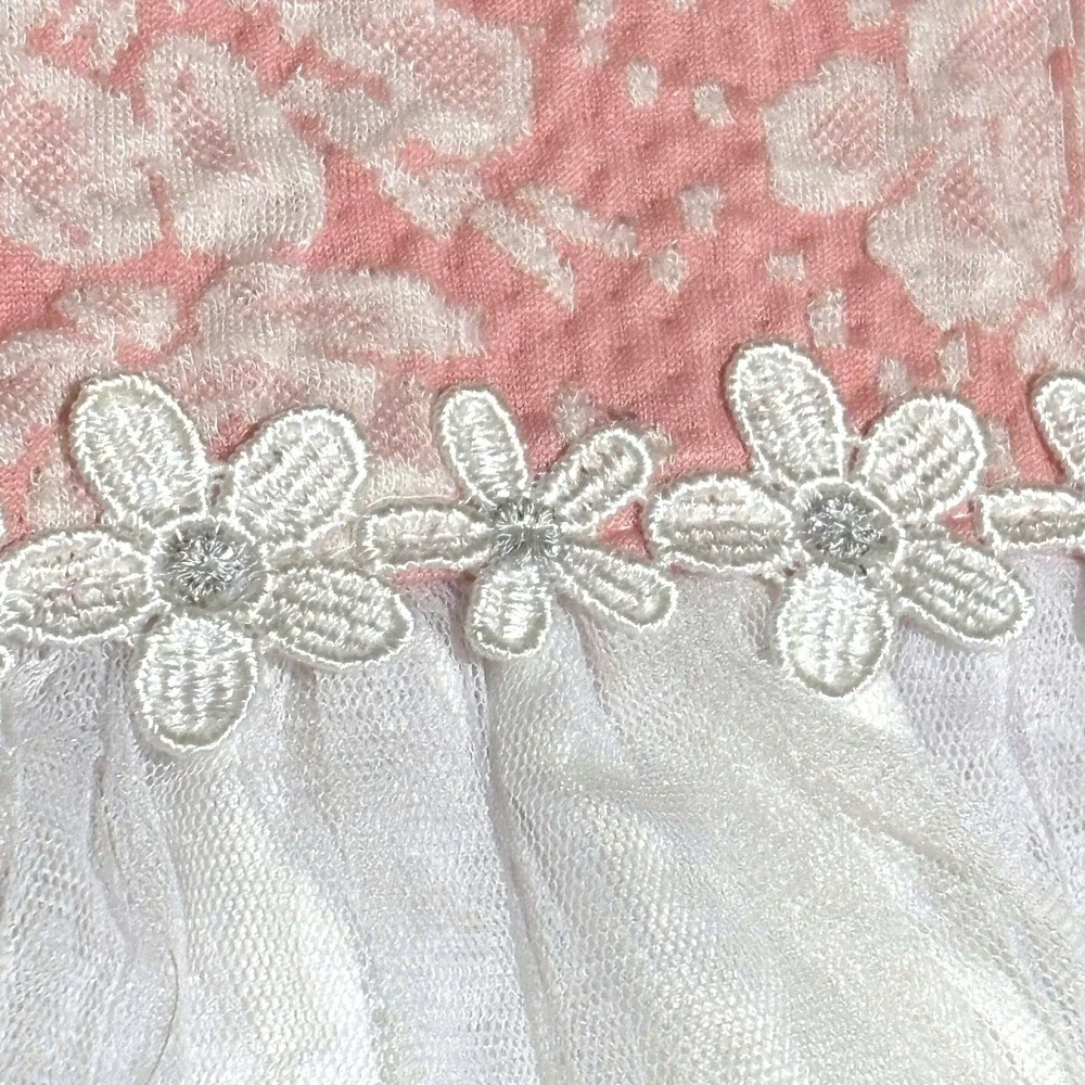 Youngland Toddler‎ Girls 3T Pink White Floral Lace Tulle Dress Special Occasion